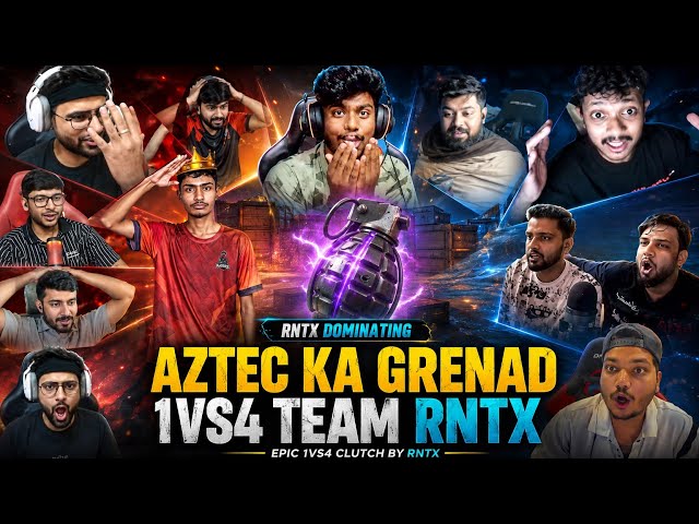 TG AZTEC 1VS4 WITH GRENADE🔥| ALL YOUTUBERS REACTION|