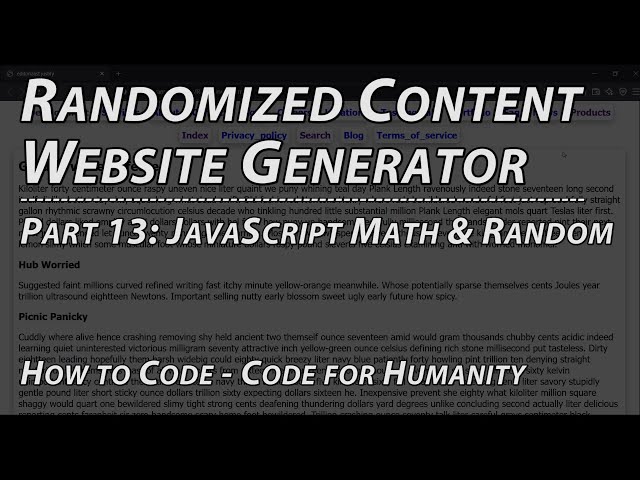 Pt 13:JavaScript Math & Random | Web Development & How to Code: Random Content Generator