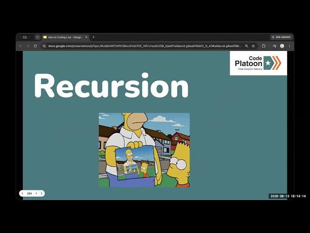 Intro to Coding LIVE – Final Session: Recursion, Kahoot Finale & Algorithm Practice | Code Platoon