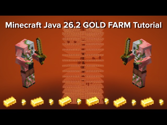 130 Gold Blocks Per Hour! Minecraft Java 26.2 Gold Farm Tutorial