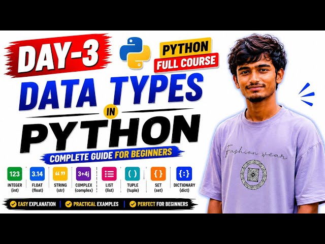 Day-3: Data Types in Python Telugu 🔥 | Python Full Course | Learn Python for Beginners