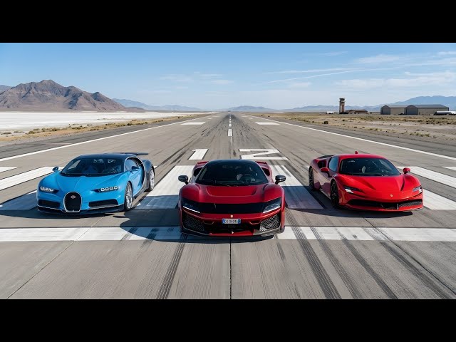 Ferrari F80 vs SF90 vs Bugatti Chiron 0-250 km/h Acceleration Comparison 