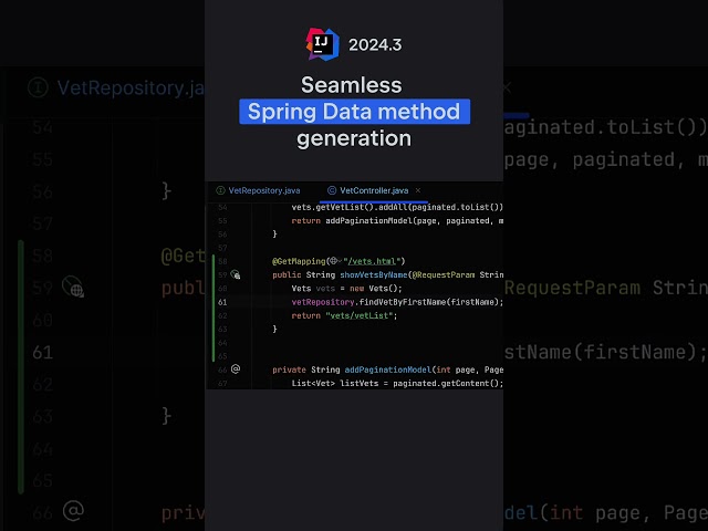 IntelliJ IDEA 2024:3 Seamless Spring Data method generation