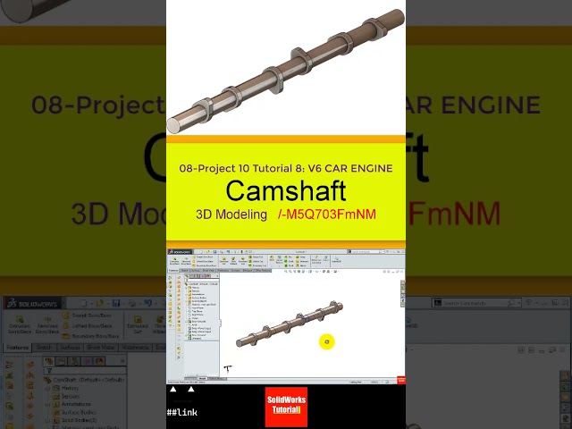 8- 3D Draft | Car Engine |:Camshaft #3d #solidworks #tutorial #cad #drawing #engineering #design