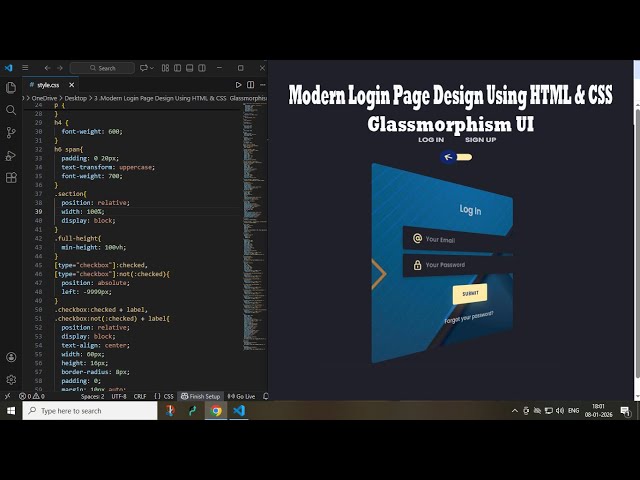 Modern Login Page Design Using HTML & CSS | Glassmorphism UI