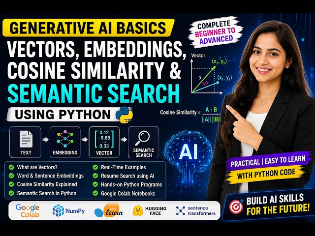 Gen AI Basics Explained | Vectors, Embeddings, Cosine Similarity & Semantic Search Using Python