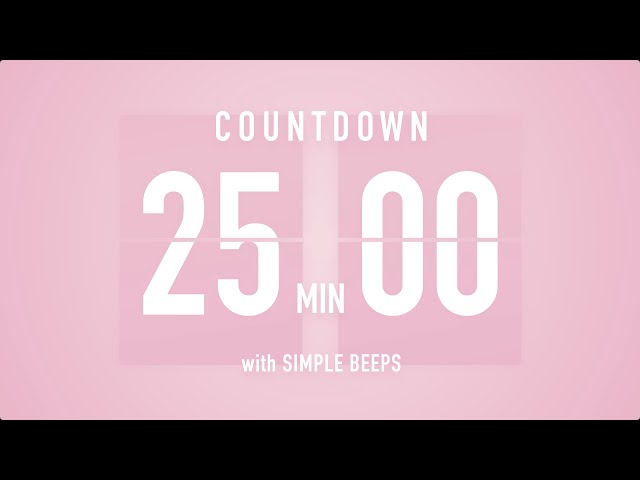25 Minute Countdown Timer 🌸 Flip Clock with Simple Beeps 🔔