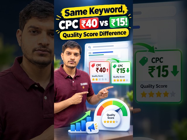Same Keyword, CPC ₹40 vs ₹15! Quality Score Difference Explained | Google Ads in Telugu