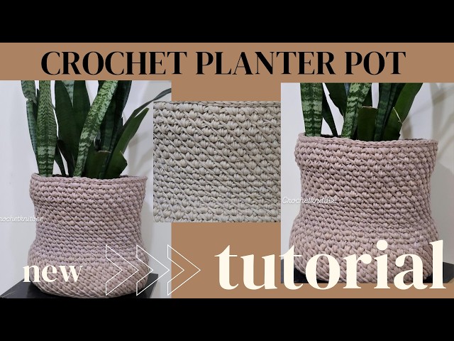 Easy Crochet Planter Basket with Slanted Stitch | Handmade Plant Basket Tutorial | Home Decor DIY