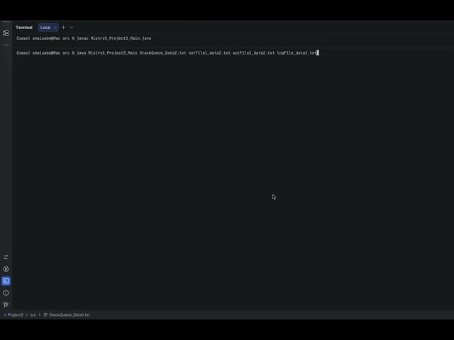 (313) Shaisab Mistry Project 3: Linked-list implementation of Stack and Queue (Java)