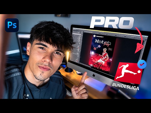 Designing Official Matchday Poster for BUNDESLIGA Player | Sports Graphic Design Tutorial