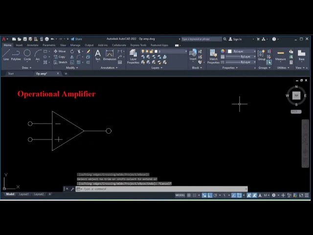 Operational Amplifier Drawing in autocad 