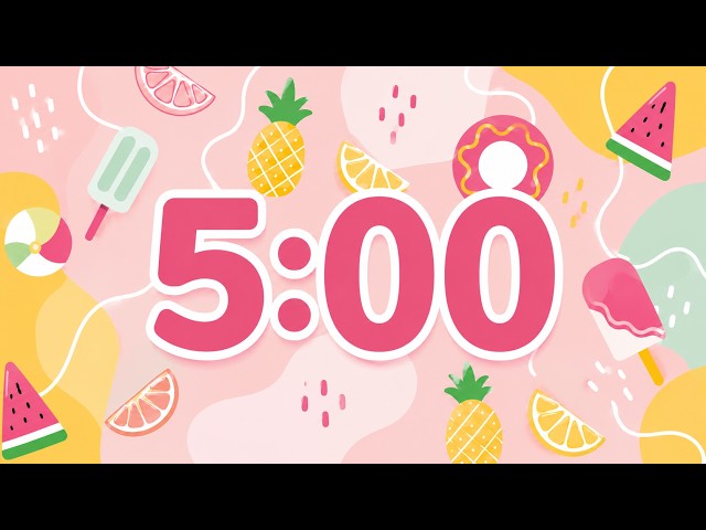 5 Minute Summer Timer ☀️ | Cute Pastel Beach Countdown for Study & Focus ⭐