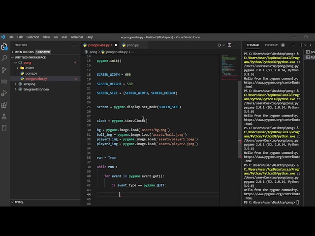Programming the Pong game with Python