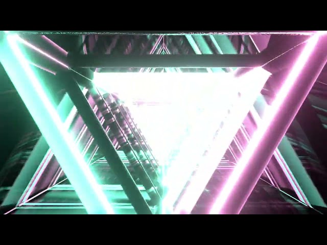 4k UltraHD Reflection Triangle Neon Digital Zoom Infinite Loop Animation Stock Free Motion Graphics