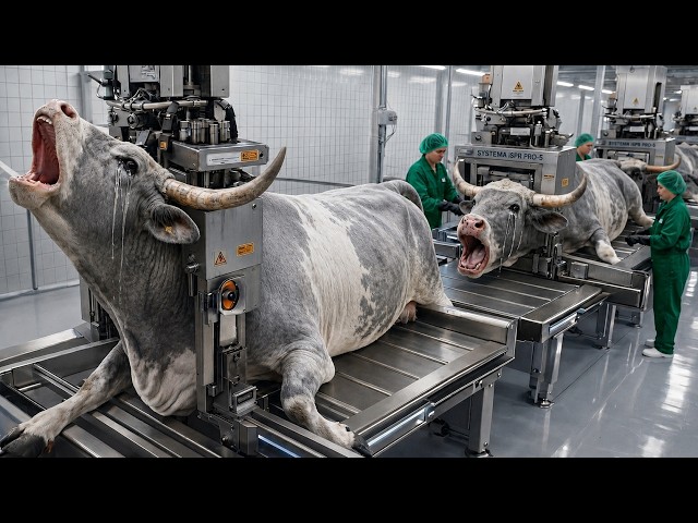 Inside Grey-White Brahman Bull Processing Factory | White Horn & Luxury Leather Manufacturing