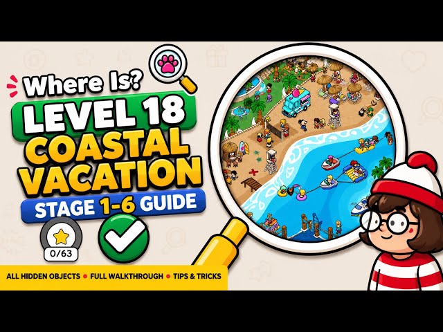 Where Is? Find Hidden Objects Level 18 Exhibit (Stage 1–6 Complete Guide)