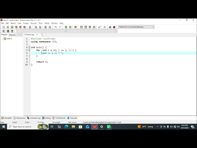 How to Write a C++ Program to Print Numbers From 10 to 1.