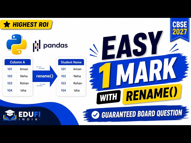 Pandas rename() in 60 Seconds | CBSE Class 12 IP Exam | Highest ROI