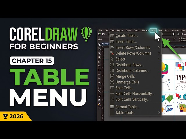 CorelDRAW for Beginners 2026 | Chapter 15 : Table Menu Explained Step-by-Step