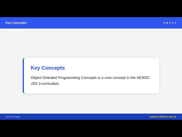 JSS 3 Computer Studies - Object-Oriented Programming Concepts | Nigerian Curriculum