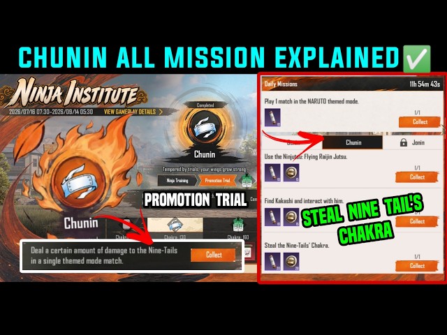 NINJA INSTITUTE CHUNIN MISSION EXPLAIN / BGMI CHUNIN PROMOTION TRIAL / STEAL THE NINE TAILS CHAKRA