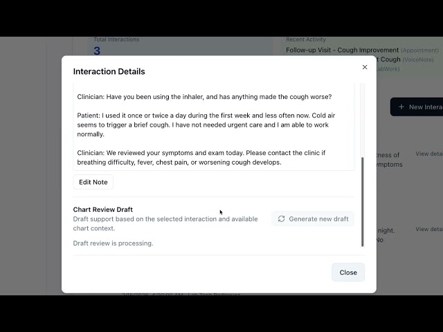 Folium EHR new feature: Generate new draft during a Chart Review