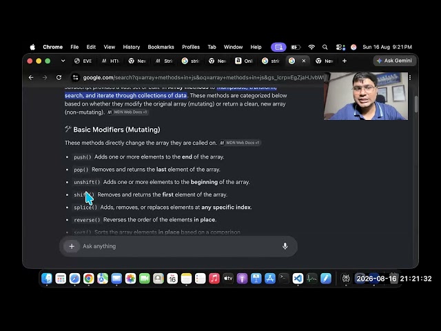 explain ARRAY methods in live class