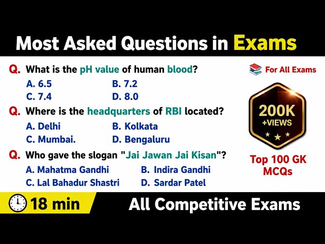 Top 100 Gk Questions | India GK | General Knowledge | SSC Exam, Gk GS, UPSC, Railways, Gk in English