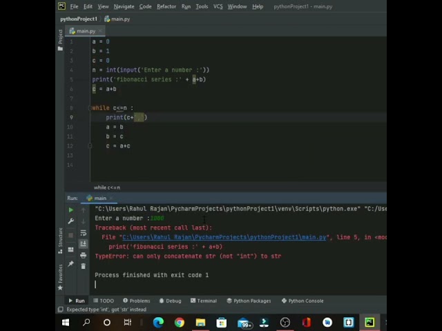 Fibonacci Series in Python #shorts #programming  #python #pythonprogramming l #fibonacci #sequence