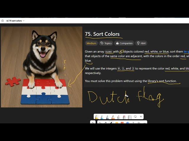 C C++ Py3使用荷蘭旗演算3 pointer解Leetcode 75 Sort Colors