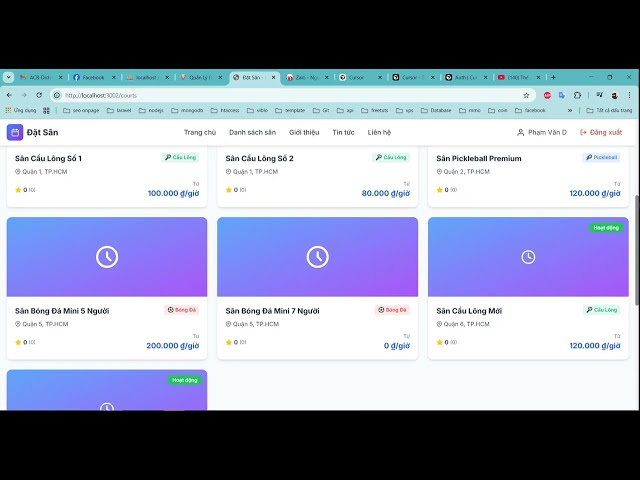 Xây Dựng Ứng Dụng Đặt Sân Thể Thao Online Node.js React MySQL Thanh Toán Online  Vnpay Full Stack P2