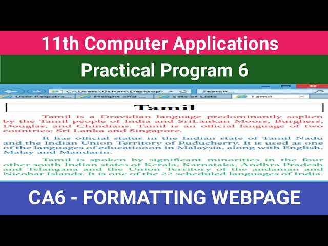 11th Computer Applications || practical program 6 || Formatting Webpage #CMWay