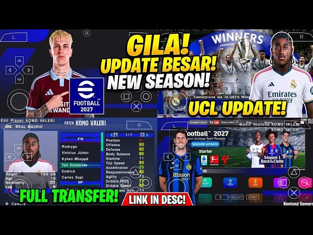 eFootball PES 2027 PPSSPP Android Offline Full Update UCL & League Kits 26/27 Season 4K Graphics