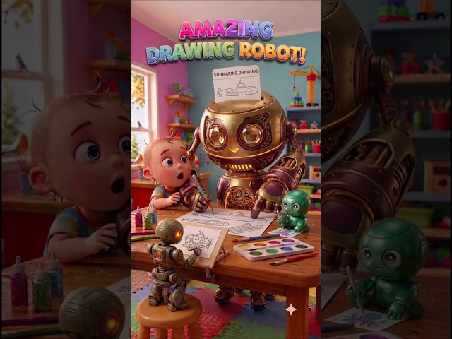 Amazing Drawing Robot Draws a Submarine Step by Step! 🌊🤖 #Shurts