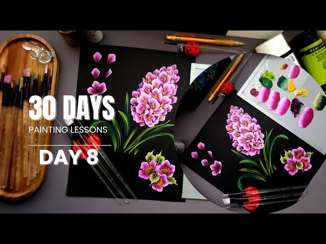 Paint a beautiful flower today ✨️ | Flower Painting |  Day 8 Lesson