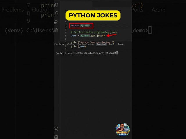 Python Joke Generator Script | Python Mini Project Series - 36th Project 🎭🔥