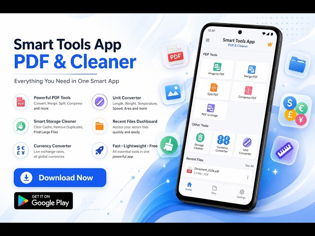 🚀 One App. Endless Possibilities. Meet Smart Tools App: PDF & Cleaner! 📱✨