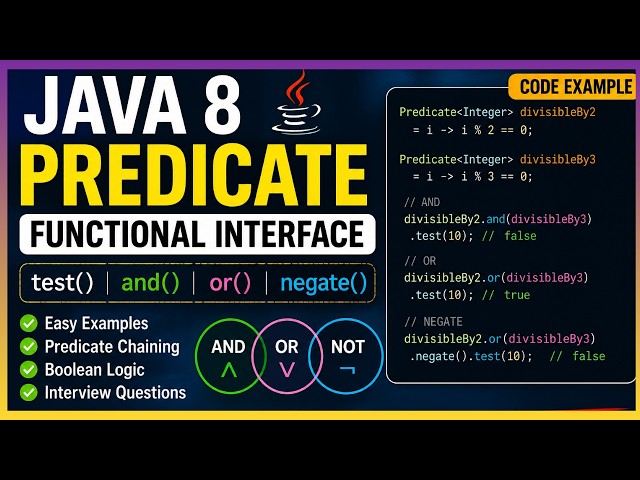 Java 8 Predicate Functional Interface | test(), and(), or(), negate() with Examples