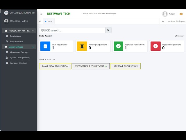 OFFICE REQUISITION SYSTEM - ORSV1.0.0 - With free source code