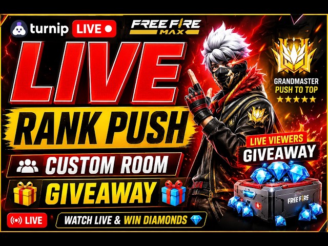🔴 FREE FIRE MAX LIVE 🔥 RANK PUSH | CUSTOM ROOM | GIVEAWAY 🎁 | HINDI LIVE | HEADSHOT GAMEPLAY
