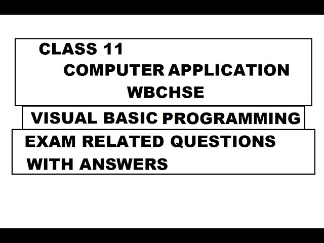 Class 11 computer application | Visual Basic Programming | Exam related questions with answers