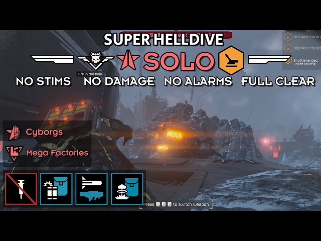 Helldivers 2 - Neutralize Orbital Defenses (Super Helldive Solo / No Stims, No Damage, No Alarms)