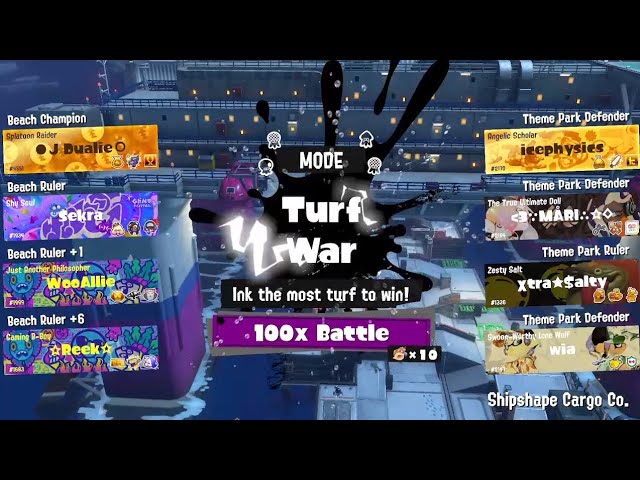 Splatoon 3 - Summer Nights 2026 Splatfest - Pro 100x Battle - Shipshape Cargo - Beach vs. Theme Park