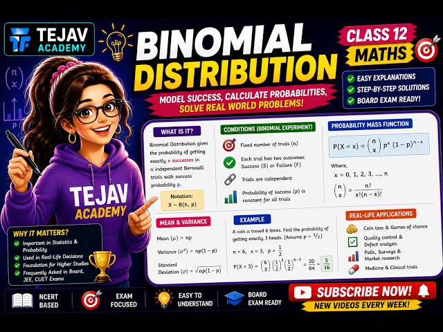 Binomial Distribution Explained | Probability Distribution | Class 12 Maths | NCERT & CBSE