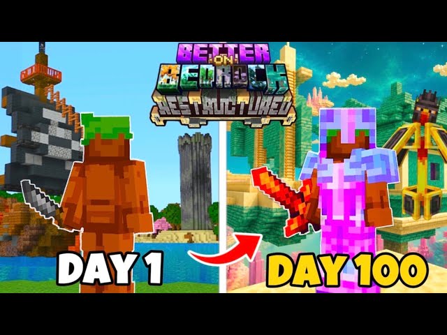 I Survived 100 Days In BETTER ON BEDROCK in Minecraft 1.2.1! 