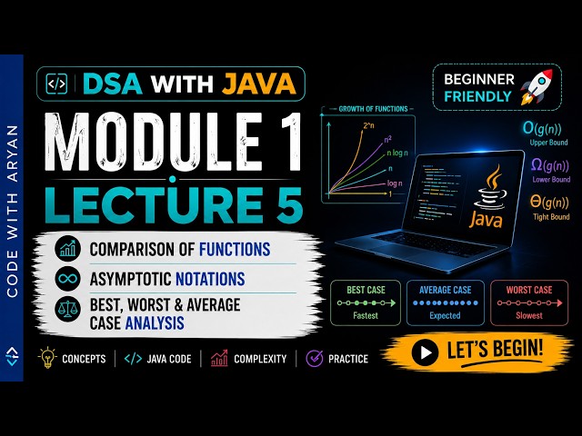 DSA with Java | Module 1 - Lecture 5 | Asymptotic Notations , Best Worst Average Case Analysis