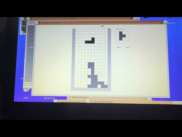 tetris raylib example game running on aros os