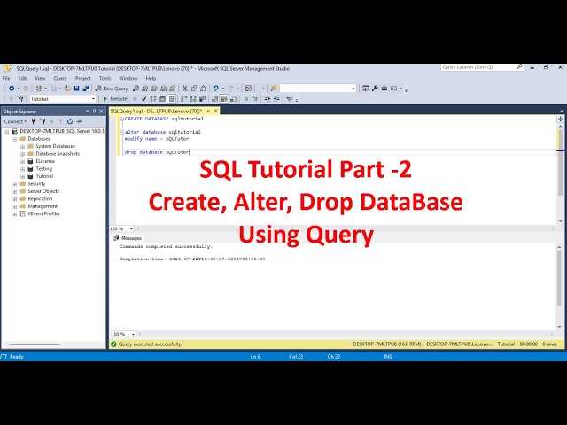 How to create SQL DB in SSMS using Query and manual - Part 2