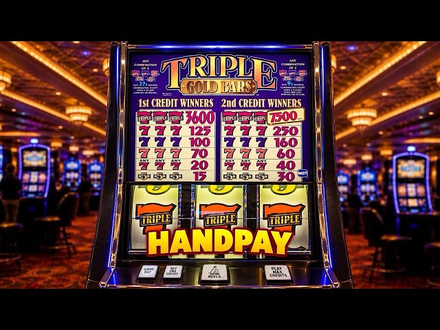 JACKPOT HANDPAY! Triple Gold Bars Old School Slot Machine at Beau Rivage